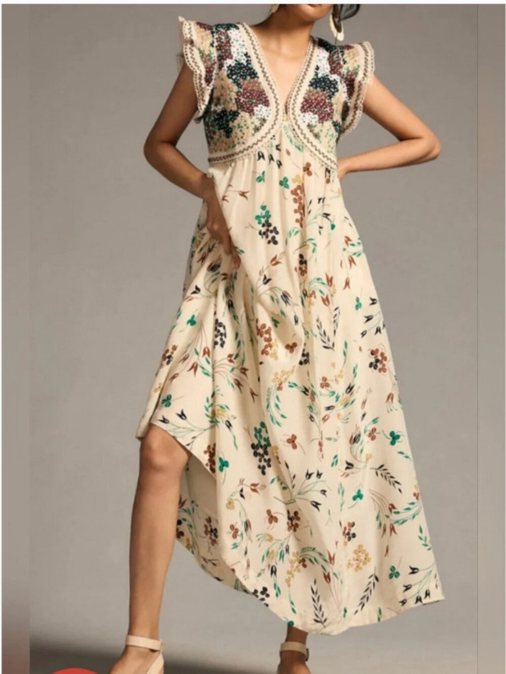 Anthropologie Midi Embroidered Dress size 2